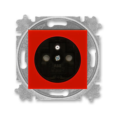 Zásuvka 1-násobná bezšřoubová červená/kouřová černá LEVIT