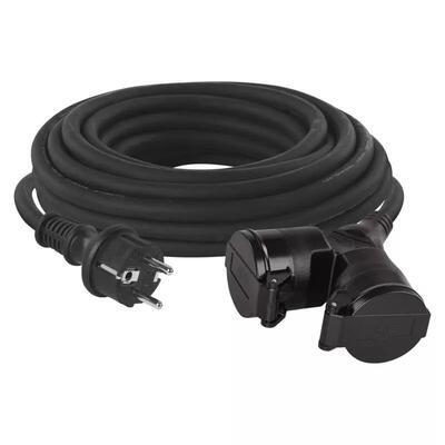 Prodlužovací kabel P0602 2 zásuvky 15m 3x1,5mm guma černý