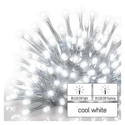 LED spojovací vánoční řetěz blikající Standard - rampouchy studená bílá 2,5m IP44