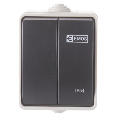 Vypínač č.5 nástěnný IP54 šedý EMOS