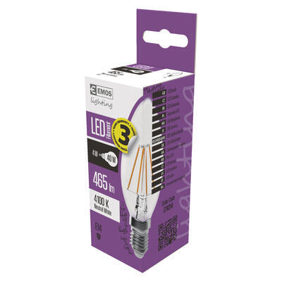 LED žárovka Filament svíčka E14/4W/4100K vč. PHE - 2