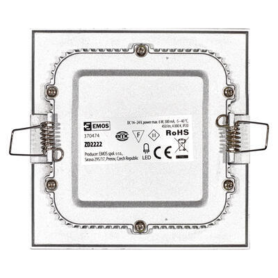 LED panel ZD2222 6W/4000K vestavný čtverec stříbrný - 4